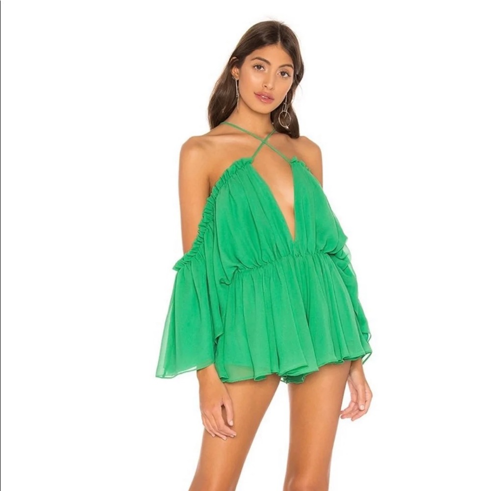 Revolve x Michael Costello Green Austen Romper